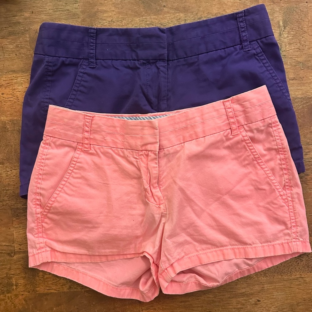 Pre-owned J. Crew Chino Shorts Bundle Purple/Bright Pink
